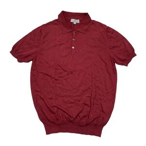 Canali 1934 Wine Red Cotton Knit Short Sleeve Polo Shirt Mens 52